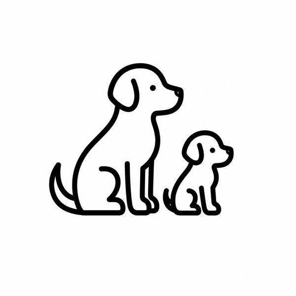 En bild på en stor och en liten hund